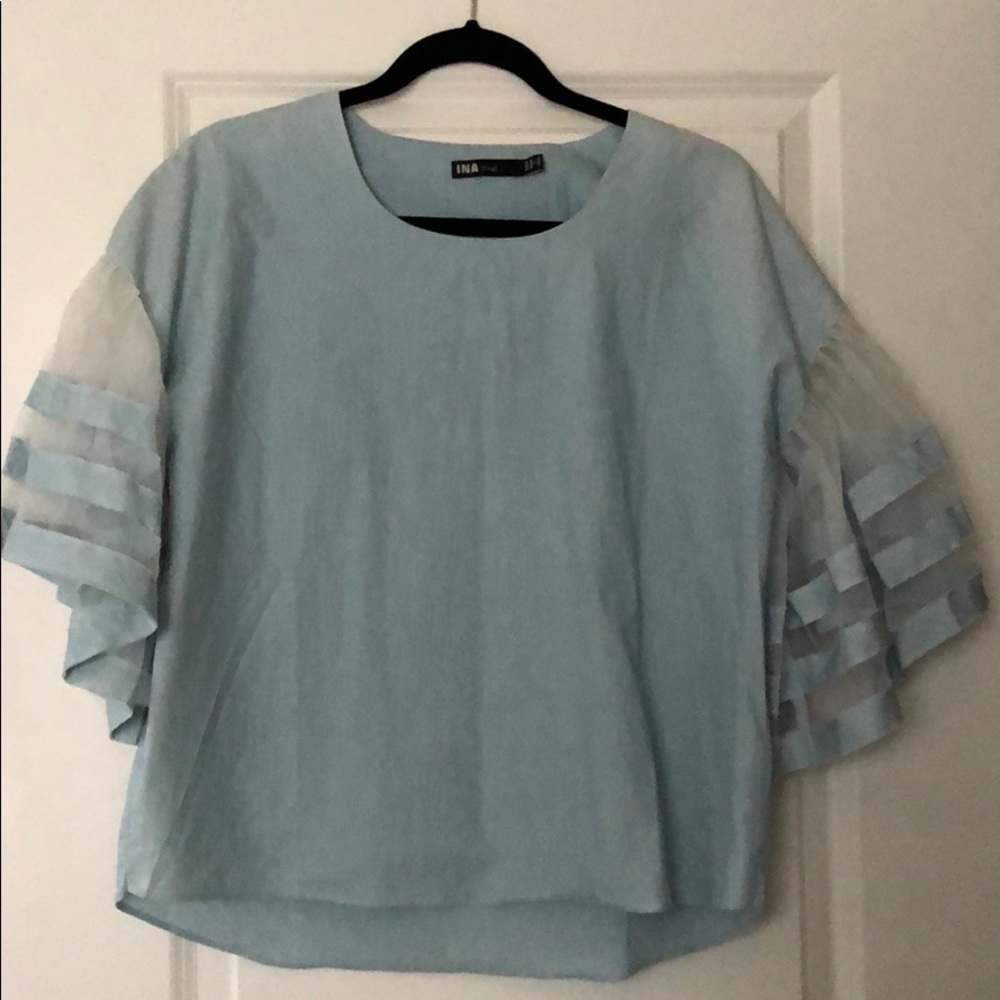 Angel winged see through sleeve top